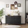 imageFDW 5 Fabric Drawers Dresser for BedroomChest Organizer Units with Steel Frame and Wooden Top for BedroomClosetLiving Room EntrywayBrownBlack
