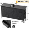 imageFDW 5 Fabric Drawers Dresser for BedroomChest Organizer Units with Steel Frame and Wooden Top for BedroomClosetLiving Room EntrywayBrownBlack