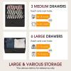 imageFDW 5 Fabric Drawers Dresser for BedroomChest Organizer Units with Steel Frame and Wooden Top for BedroomClosetLiving Room EntrywayBrownBlack