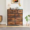 imageFDW 5 Fabric Drawers Dresser for BedroomChest Organizer Units with Steel Frame and Wooden Top for BedroomClosetLiving Room EntrywayBrownBrown
