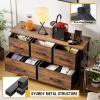 imageFDW 5 Fabric Drawers Dresser for BedroomChest Organizer Units with Steel Frame and Wooden Top for BedroomClosetLiving Room EntrywayBrownBrown