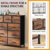 imageFDW 5 Fabric Drawers Dresser for BedroomChest Organizer Units with Steel Frame and Wooden Top for BedroomClosetLiving Room EntrywayBrownBrown