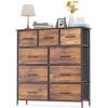 imageFDW 5 Fabric Drawers Dresser for BedroomChest Organizer Units with Steel Frame and Wooden Top for BedroomClosetLiving Room EntrywayBrownBrown