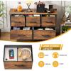 imageFDW 5 Fabric Drawers Dresser for BedroomChest Organizer Units with Steel Frame and Wooden Top for BedroomClosetLiving Room EntrywayBrownBrown