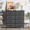 imageFDW 5 Fabric Drawers Dresser for BedroomChest Organizer Units with Steel Frame and Wooden Top for BedroomClosetLiving Room EntrywayBrownGrey