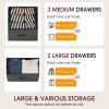 imageFDW 5 Fabric Drawers Dresser for BedroomChest Organizer Units with Steel Frame and Wooden Top for BedroomClosetLiving Room EntrywayBrownGrey