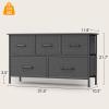 imageFDW 5 Fabric Drawers Dresser for BedroomChest Organizer Units with Steel Frame and Wooden Top for BedroomClosetLiving Room EntrywayBrownGrey