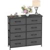 imageFDW 5 Fabric Drawers Dresser for BedroomChest Organizer Units with Steel Frame and Wooden Top for BedroomClosetLiving Room EntrywayBrownGrey