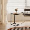 imageFDW CShaped End Table Wooden Top Side Table Adjustable Feet Small Cough Table Bedside End Table with Metal Frame for Bedroom Living RoomSet of 2BrownBlack