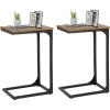 imageFDW CShaped End Table Wooden Top Side Table Adjustable Feet Small Cough Table Bedside End Table with Metal Frame for Bedroom Living RoomSet of 2BrownBrown