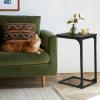 imageFDW CShaped End Table Wooden Top Side Table Adjustable Feet Small Cough Table Bedside End Table with Metal Frame for Bedroom Living RoomSet of 2BrownBlack