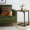 imageFDW CShaped End Table Wooden Top Side Table Adjustable Feet Small Cough Table Bedside End Table with Metal Frame for Bedroom Living RoomSet of 2BrownBrown