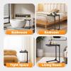 imageFDW CShaped End Table Wooden Top Side Table Adjustable Feet Small Cough Table Bedside End Table with Metal Frame for Bedroom Living RoomSet of 2BrownBrown
