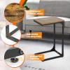 imageFDW CShaped End Table Wooden Top Side Table Adjustable Feet Small Cough Table Bedside End Table with Metal Frame for Bedroom Living RoomSet of 2BrownBrown