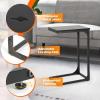 imageFDW CShaped End Table Wooden Top Side Table Adjustable Feet Small Cough Table Bedside End Table with Metal Frame for Bedroom Living RoomSet of 2BrownBlack