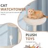 imageFDW Cat Tree 37 Inch Tall Cat Tower Kitten with Scratching Posts and Perches Indoor Activity Center for Cats Navy BlueBeige