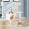 imageFDW Cat Tree 37 Inch Tall Cat Tower Kitten with Scratching Posts and Perches Indoor Activity Center for Cats Navy BlueBeige