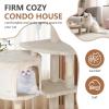 imageFDW Cat Tree 37 Inch Tall Cat Tower Kitten with Scratching Posts and Perches Indoor Activity Center for Cats Navy BlueBeige