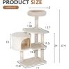 imageFDW Cat Tree 37 Inch Tall Cat Tower Kitten with Scratching Posts and Perches Indoor Activity Center for Cats Navy BlueBeige