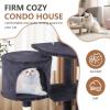 imageFDW Cat Tree 37 Inch Tall Cat Tower Kitten with Scratching Posts and Perches Indoor Activity Center for Cats Navy BlueDark Gray