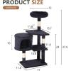 imageFDW Cat Tree 37 Inch Tall Cat Tower Kitten with Scratching Posts and Perches Indoor Activity Center for Cats Navy BlueDark Gray
