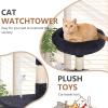 imageFDW Cat Tree 37 Inch Tall Cat Tower Kitten with Scratching Posts and Perches Indoor Activity Center for Cats Navy BlueDark Gray