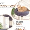 imageFDW Cat Tree 37 Inch Tall Cat Tower Kitten with Scratching Posts and Perches Indoor Activity Center for Cats Navy BlueLight Gray