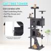 imageFDW Cat Tree 54in Cat Tower MultiLevel Durable Cat Scratching Post ampamp Cozy Fun Cat Jumping Platform Space Saving Cat Condo Pet Play House for Indoor CatsNavy BlueLight Gray