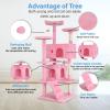 imageFDW Cat Tree 54in Cat Tower MultiLevel Durable Cat Scratching Post ampamp Cozy Fun Cat Jumping Platform Space Saving Cat Condo Pet Play House for Indoor CatsNavy BluePink