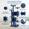 imageFDW Cat Tree 54in Cat Tower MultiLevel Durable Cat Scratching Post ampamp Cozy Fun Cat Jumping Platform Space Saving Cat Condo Pet Play House for Indoor CatsNavy BlueNavy Blue