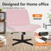 imageFDW Criss Cross Chair Armless Cross Legged Office Desk Chair Adjustable Swivel Ergonomic No Wheels Backrest with Wide Seat Native Sponge Computer Task Vanity for Home OfficeBrownPink
