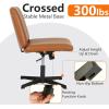 imageFDW Criss Cross Chair Armless Cross Legged Office Desk Chair Adjustable Swivel Ergonomic No Wheels Backrest with Wide Seat Native Sponge Computer Task Vanity for Home OfficeBrownBrown