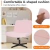 imageFDW Criss Cross Chair Armless Cross Legged Office Desk Chair Adjustable Swivel Ergonomic No Wheels Backrest with Wide Seat Native Sponge Computer Task Vanity for Home OfficeBrownPink