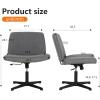 imageFDW Criss Cross Chair Armless Cross Legged Office Desk Chair Adjustable Swivel Ergonomic No Wheels Backrest with Wide Seat Native Sponge Computer Task Vanity for Home OfficeBrownGrey