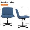 imageFDW Criss Cross Chair Armless Cross Legged Office Desk Chair Adjustable Swivel Ergonomic No Wheels Backrest with Wide Seat Native Sponge Computer Task Vanity for Home OfficeBrownBlue