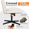 imageFDW Criss Cross Chair Armless Cross Legged Office Desk Chair Adjustable Swivel Ergonomic No Wheels Backrest with Wide Seat Native Sponge Computer Task Vanity for Home OfficeBrownBeige
