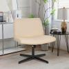 imageFDW Criss Cross Chair Armless Cross Legged Office Desk Chair Adjustable Swivel Ergonomic No Wheels Backrest with Wide Seat Native Sponge Computer Task Vanity for Home OfficeBrownCream