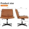 imageFDW Criss Cross Chair Armless Cross Legged Office Desk Chair Adjustable Swivel Ergonomic No Wheels Backrest with Wide Seat Native Sponge Computer Task Vanity for Home OfficeBrownBrown