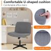 imageFDW Criss Cross Chair Armless Cross Legged Office Desk Chair Adjustable Swivel Ergonomic No Wheels Backrest with Wide Seat Native Sponge Computer Task Vanity for Home OfficeBrownGrey