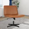 imageFDW Criss Cross Chair Armless Cross Legged Office Desk Chair Adjustable Swivel Ergonomic No Wheels Backrest with Wide Seat Native Sponge Computer Task Vanity for Home OfficeBrownBrown