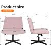 imageFDW Criss Cross Chair Armless Cross Legged Office Desk Chair Adjustable Swivel Ergonomic No Wheels Backrest with Wide Seat Native Sponge Computer Task Vanity for Home OfficeBrownPink