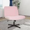 imageFDW Criss Cross Chair Armless Cross Legged Office Desk Chair Adjustable Swivel Ergonomic No Wheels Backrest with Wide Seat Native Sponge Computer Task Vanity for Home OfficeBrownPink
