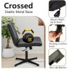 imageFDW Criss Cross Chair Armless Cross Legged Office Desk Chair Adjustable Swivel Ergonomic No Wheels Backrest with Wide Seat Native Sponge Computer Task Vanity for Home OfficeBrownDark Black