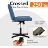 imageFDW Criss Cross Chair Armless Cross Legged Office Desk Chair Adjustable Swivel Ergonomic No Wheels Backrest with Wide Seat Native Sponge Computer Task Vanity for Home OfficeBrownBlue