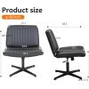imageFDW Criss Cross Chair Armless Cross Legged Office Desk Chair Adjustable Swivel Ergonomic No Wheels Backrest with Wide Seat Native Sponge Computer Task Vanity for Home OfficeBrownBlack