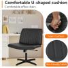 imageFDW Criss Cross Chair Armless Cross Legged Office Desk Chair Adjustable Swivel Ergonomic No Wheels Backrest with Wide Seat Native Sponge Computer Task Vanity for Home OfficeBrownBlack