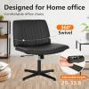 imageFDW Criss Cross Chair Armless Cross Legged Office Desk Chair Adjustable Swivel Ergonomic No Wheels Backrest with Wide Seat Native Sponge Computer Task Vanity for Home OfficeBrownBlack