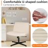 imageFDW Criss Cross Chair Armless Cross Legged Office Desk Chair Adjustable Swivel Ergonomic No Wheels Backrest with Wide Seat Native Sponge Computer Task Vanity for Home OfficeBrownBeige
