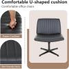 imageFDW Criss Cross Chair Armless Cross Legged Office Desk Chair Adjustable Swivel Ergonomic No Wheels Backrest with Wide Seat Native Sponge Computer Task Vanity for Home OfficeBrownDark Black