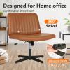 imageFDW Criss Cross Chair Armless Cross Legged Office Desk Chair Adjustable Swivel Ergonomic No Wheels Backrest with Wide Seat Native Sponge Computer Task Vanity for Home OfficeBrownBrown